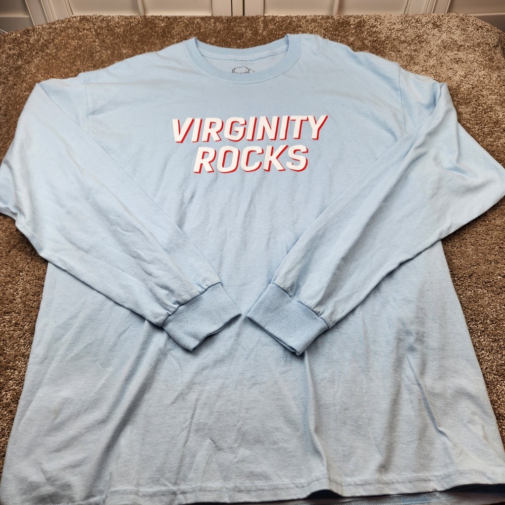 Danny Duncan Virginity Rocks Light Blue Long Sleeve T-Shirt Mens XL Graphic Tee
